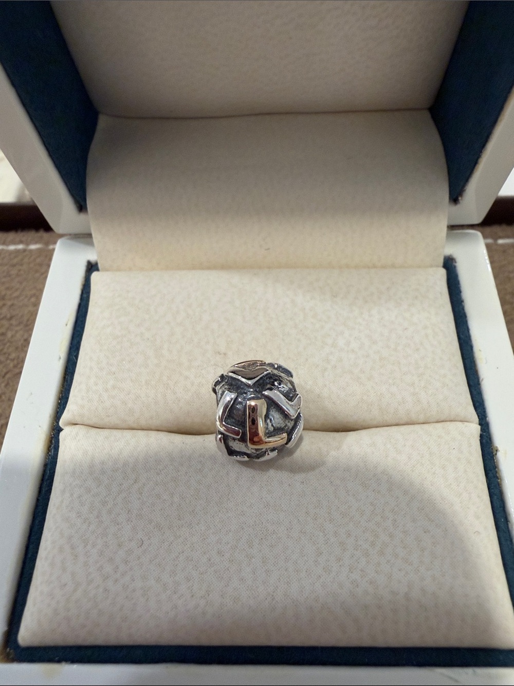 Authentic Pandora Silver Gold Two-Tone 'L' Initial Charm Bead Retired